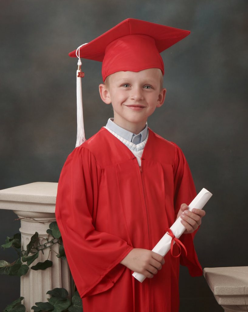 pink cap and gown kindergarten